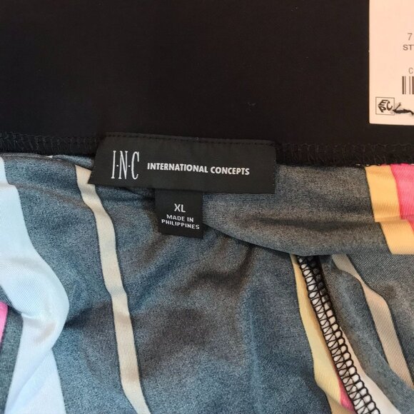 NWT INC International Concepts Stripe Wide Leg Pant Size XLarge Black, pink, yel - Picture 7 of 8